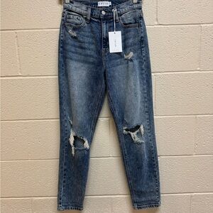 Cello High-Rise Mom  Distressed Jeans